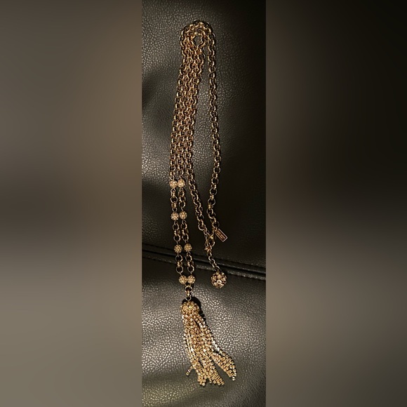 KATE SPADE NEW YORK CRYSTAL CASCADE GOLD TASSLE NECKLACE - Picture 4 of 8